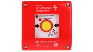 Ręczny przycisk przeciwpożarowego wyłącznika prądu PWP1 (1NO) z certyfikatem CNBOP - 2LED zielony/czerwony 230V