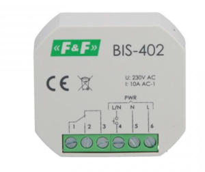 Przekaźnik impulsowy włącz-wyłącz podtynkowy 10A 230V AC 2Z BIS-402
