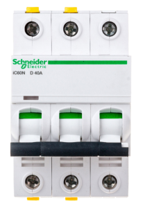 Wyłącznik nadprądowy 3P D 40A 6kA AC iC60N-D40-3 Acti9 A9F05340