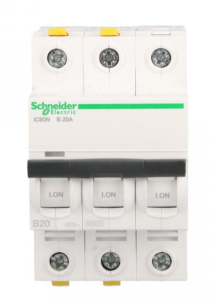 Wyłącznik nadprądowy 3P B 20A 6kA AC iC60N-B20-3 Acti9 A9F03320