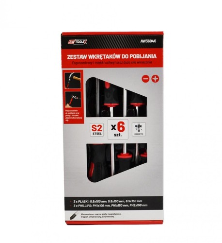 AWTOOLS ZESTAW WKRĘTAKÓW DO POBIJANIA  6szt.