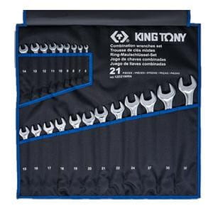 KING TONY ZESTAW KLUCZY PŁASKO-OCZKOWYCH 6-32mm 21cz. ETUI............