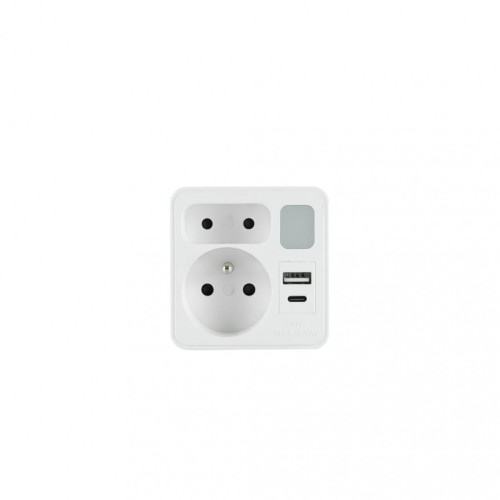 PLASTROL ROZGAŁĘŹNIK DWUKROTNY Z LAMPKĄ 1x USB + 1x USB C