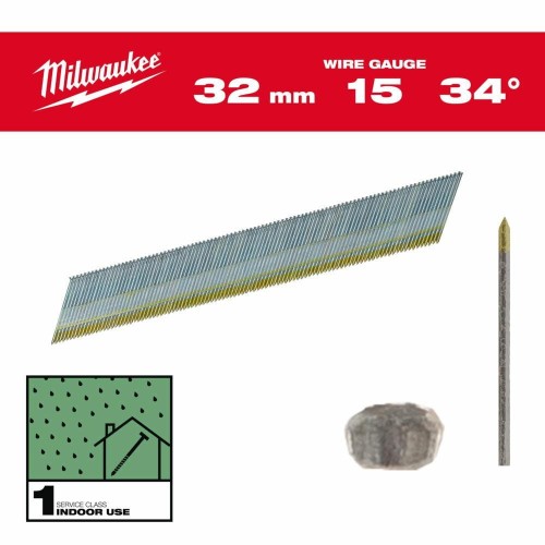 MILWAUKEE SZTYFTY WYKOŃCZENIOWE, 15G, GŁOWA TYPU D 32mm GALWANIZOWANE DO M18 CN15GA /4000szt.