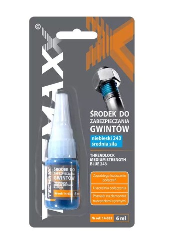TECMAXX ŚRODEK DO ZABEZPIECZANIA GWINTÓW NIEBIESKI - ŚREDNI  6ml