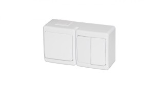 BETA Wyłącznik hermetyczny podwójny, jednobiegunowy i świecznikowy, biały, IP44 /D.3112WW2/