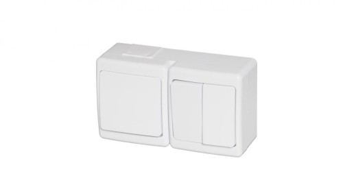 BETA Wyłącznik hermetyczny podwójny, jednobiegunowy i świecznikowy, biały, IP44 /D.3112WW2/