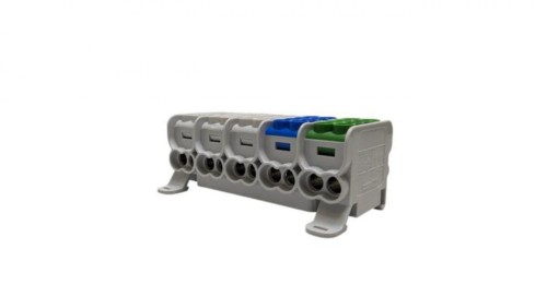 Blok dystrybucyjny - rozdzielczy HLAK25 5P szary, niebieski, zielony 2xAl/Cu 25mm+16mm 1000VAC/1500VDC MAG5253ABG