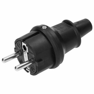 ORNO WTYCZKA GUMOWA  MINI IP44 CZARNA 2P+Z UNI SCHUKO