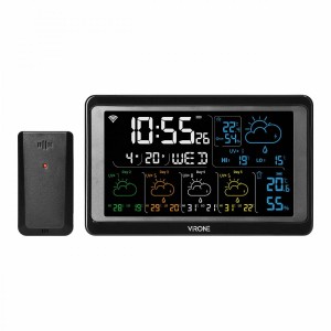 ORNO STACJA POGODOWA BEZPRZEWODOWA, WI-FI, TEMP, WILG, LCD, CZARNA  &&