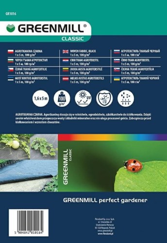 GREENMILL AGROWŁÓKNINA 1,0 x 5m  100g/m2  CZARNA...