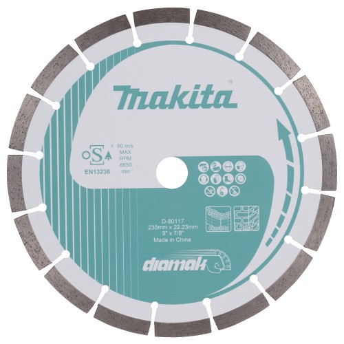 MAKITA TARCZA DIAMENTOWA 230x22,23mm SEGMENT (NA SUCHO) BETON, CEGŁA, MARMUR