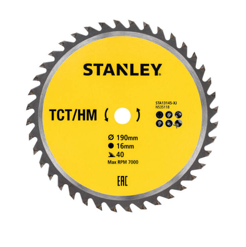 STANLEY PIŁA TARCZOWA 190mm x 16mm x 40z TCT