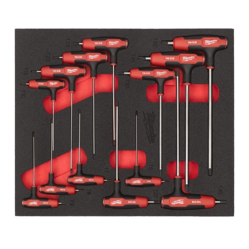 MILWAUKEE WKŁADKA PIANKOWA Z KLUCZAMI TORX Z UCHWYTEM COMFORT GRIP- 13 szt.