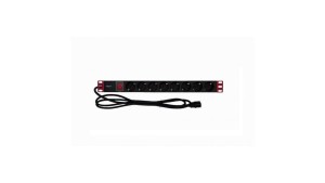 Listwa zasilająca Rack 1U 8x Schuko, włącznik, kabel C14 2m