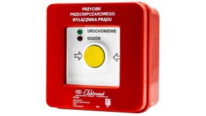 Przycisk ppoż wyłącznika prądu n/t, NC-NO NC-NO, diody uniwersalne (230V AC lub 24V DC) czerw/ziel PPWP-4s A - certyfikat CNBOP
