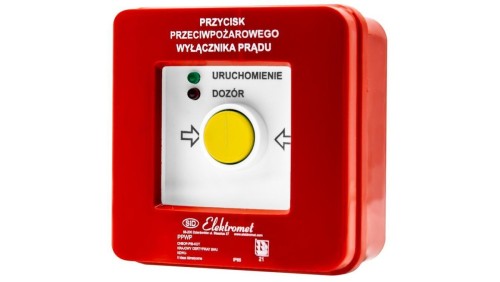 Przycisk ppoż wyłącznika prądu n/t, NC-NC, diody uniwersalne (230V AC lub 24V DC) czerwona/zielona PPWP-3s A - certyfikat CNBOP