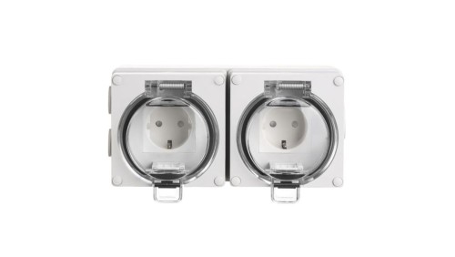 OYSTER IP66 2xgniazdo wtyczkowe w obudowie hermetycznej 16A/250V szary 6185-42
