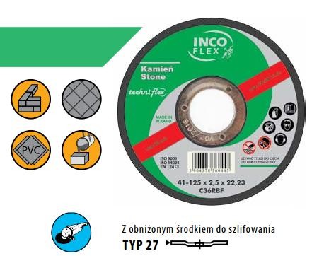 TARCZA DO SZLIFOWANIA KAMIENIA INCOFLEX  125*6,0