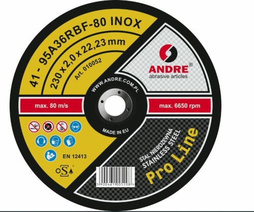 ANDRE TARCZA DO METALU 230 x 2,0mm INOX PRO LINE 95A36RBF