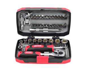 AWTOOLS ZESTAW KLUCZY   38el. 1/4" BLACK LINE