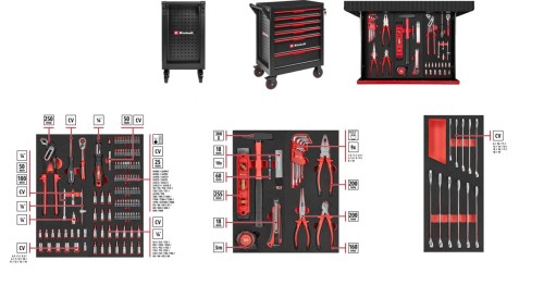 EINHELL WÓZEK NARZĘDZIOWY  6-SZUFLAD 149el.