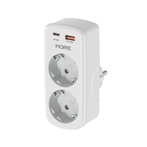 MORRE ADAPPTER ZASILANA 4W1 2 GNIAZDA, USB-C 20W PD, USB-A 18W QC