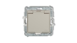 Gniazdo bryzgoszczelne IP-44 z przesłonami Taupe, 60IGPB-1zp