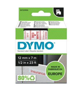 Taśma do drukarek D1 12mm x 7m czerwony/biały S0720550