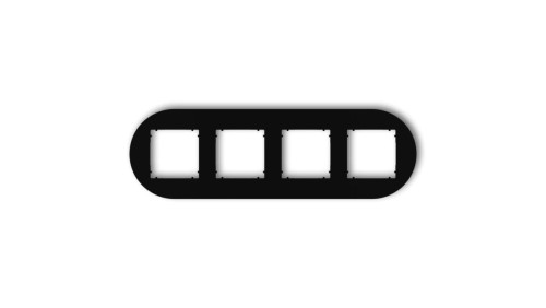 MINI Ramka uniwersalna poczwórna okrągła z tworzywa czarny mat 12MRTO-4