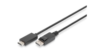 Kabel DP/HDMI A M/M z zatrzaskiem czarny 2m DisplayPort 1.2 4K 60Hz UHD AK-340303-020-S