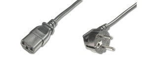 Kabel Schuko kątowy/IEC C13 M/Ż czarny 1,8m zasilający AK-440100-018-S