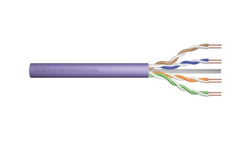 Kabel instalacyjny DIGITUS kat.6, U/UTP, B2ca, AWG 23/1, LSOH, 100m, fioletowy DK-1616-VH-1