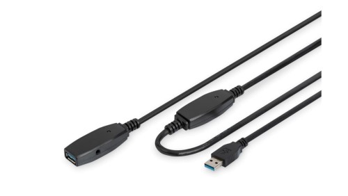 Kabel przedłużający USB 3.0 SuperSpeed 20mTyp USB A/USB A M/Ż aktywny czarny 20m DA-73107