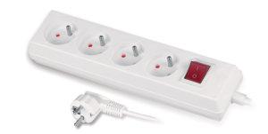 Przedłużacz z wyłącznikiem 4-gniazda z/u 10A 1,5m /OMY 3x1/ biały PS-470WS