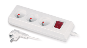 Przedłużacz z wyłącznikiem 3-gniazda z/u 10A 3m /OMY 3x1/ biały PS-370WS