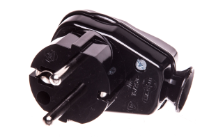 Wtyczka kątowa z wyłącznikiem i diodą 16A 2P+Z 230V UNI-SCHUKO czarna IP20 9002216s