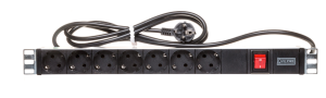 Listwa zasilająca do szaf rack (PDU) 19 cali 7x Schuko, wyłącznik podświetlany DN-95402