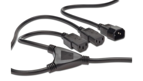 Kabel IEC C14/2xIEC C13 M/Ż czarny 1,7m zasilający AK-440400-017-S
