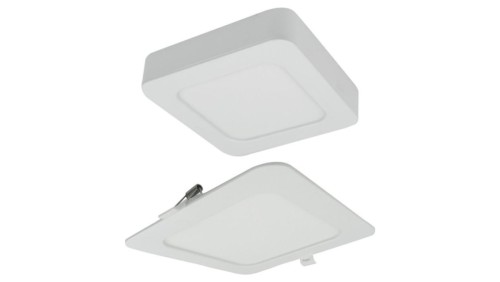 Oprawa sufitowa Downlight kwadrat CCT natynk/podtynk 2w1 18W 1650lm zmienna barwa 3000/4000/6500K biały IP20 EC61085