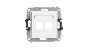 MINI Mechanizm gniazda multimedialnego podwójnego bez modułu (standard Keystone) biały mat 25MGM-2P