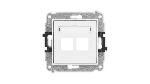 MINI Mechanizm gniazda multimedialnego podwójnego bez modułu (standard Keystone) biały mat 25MGM-2P