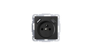 Vestra Gniazdo 2P+Z 2xUSB A+C zasilające bez ramki podtynkowe IP20 czarny 3892-19