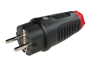 Wtyczka prosta gumowa 16A 2P+Z 230V UNI-SCHUKO IP54 czarno-czerwona TAURUS2 PCE 0521-SR