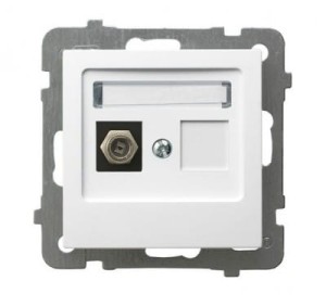 As biały p/t gniazdo antenowe typu F pojedyncze bez ramki