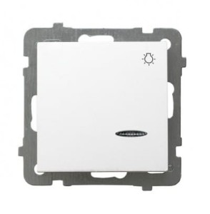 As biały p/t łącznik zwierny światło podświetlany bez ramki