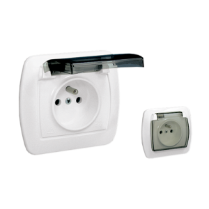 AKORD BIAŁY GNIAZDO P/T BRYZG. 2P+Z KL.DYMNA