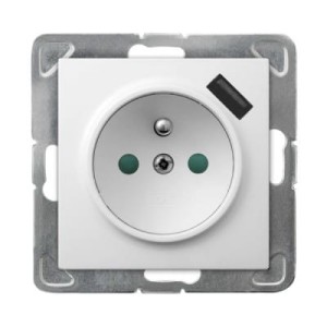 Impresja biały p/t gniazdo pojedyncze z uziemieniem 2P+Z z przesł. + ładowarka USB bez ramki
