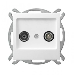 As biały p/t gniazdo R-TV-SAT zakończeniowe 10dB bez ramki