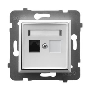 Aria biały p/t gniazdo komputerowe pojedyncze kat. 5e bez ramki